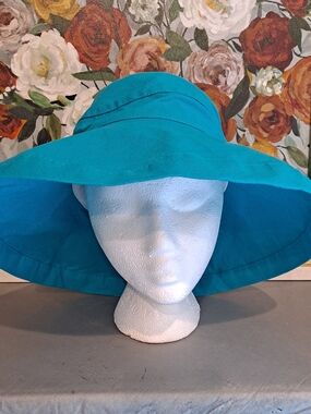 Scala Teal Wide-Brim Sun Hat